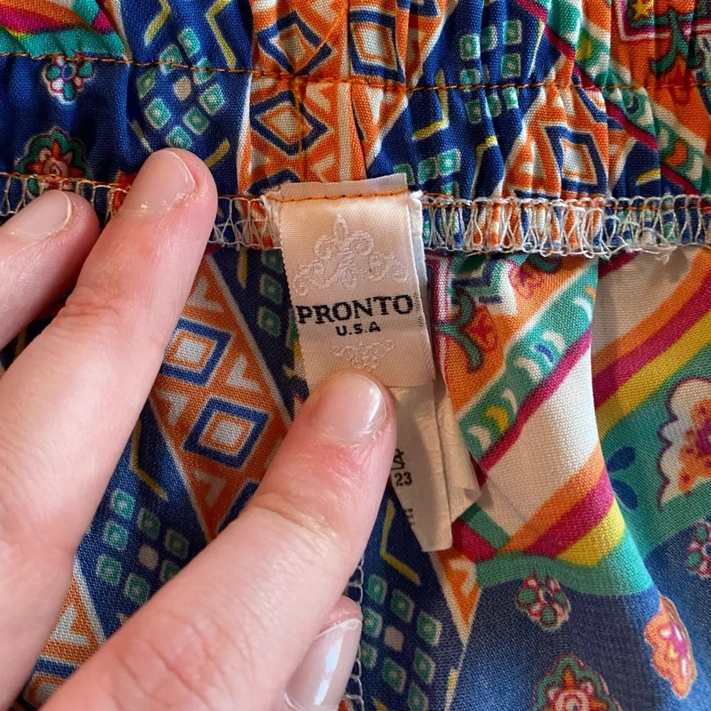 Pronto USA Nordstrom sz large fun tribal print inspired orange pink blue - Picture 10 of 13